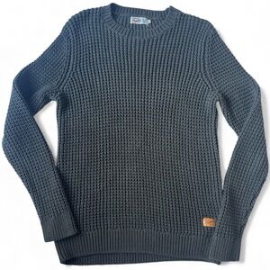 Jack & Jones Originals Waffle Knit Crewneck Sweater Charcoal Gray Heavy Knit L